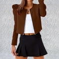 thumbnail image 2 of Liquidation de Chemises pour Femmes Chemises pour Femmes en Mélange Couleur Unie Col Rond Fermeture Éclair Veste Bouffante à Manches Longues pour Femmes, 2 of 4