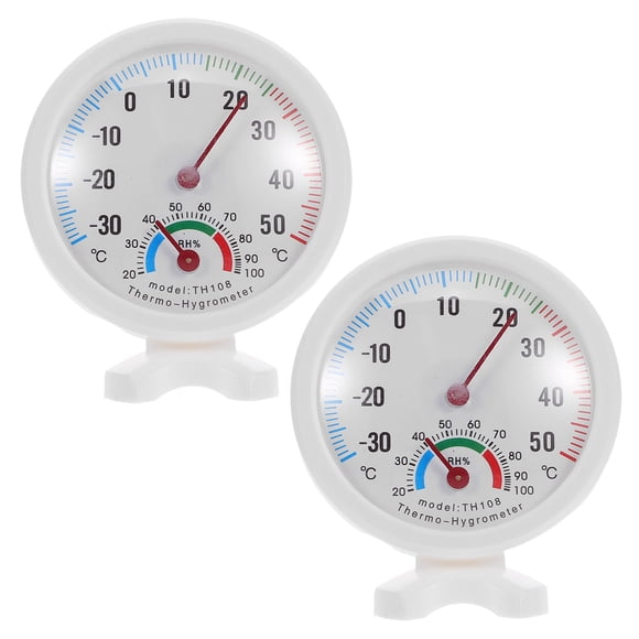 GOOHOCHY 2 termómetros higrómetros de doble uso: medidor de temperatura y humedad compacto con dial para refrigerador. Humidificador de fácil lectura para uso en interiores y exteriores.