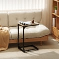 thumbnail image 2 of Melocadol C-Shaped End Table, C Shaped Under Couch Slider, Small Side Tables with Metal Frame, Adjustable Feet, for Living Room, Bedside, Sofa, TV Dinner, Recliner, Light Brown, 2 of 5