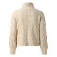 thumbnail image 3 of Vedolay Womens Sweater Womens 2023 Fall Cropped Turtleneck Knitted Sweater Pullover Loose Tops,B L, 3 of 5