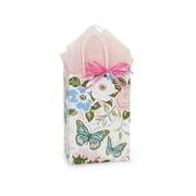 25 Pack, Butterfly Garden Paper Shopping Bags, Rose 5.5x3.25x8.5" for Mother's Day, Floral Shop, and Gift, Made in USA