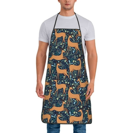 

Jgfou Reindeer Print Anti-fouling Apron for Men Women Waterproof Oil-Proof Kitchen Apron with Adjustable Straps Pocket and No-Pill No-Fade Fabric