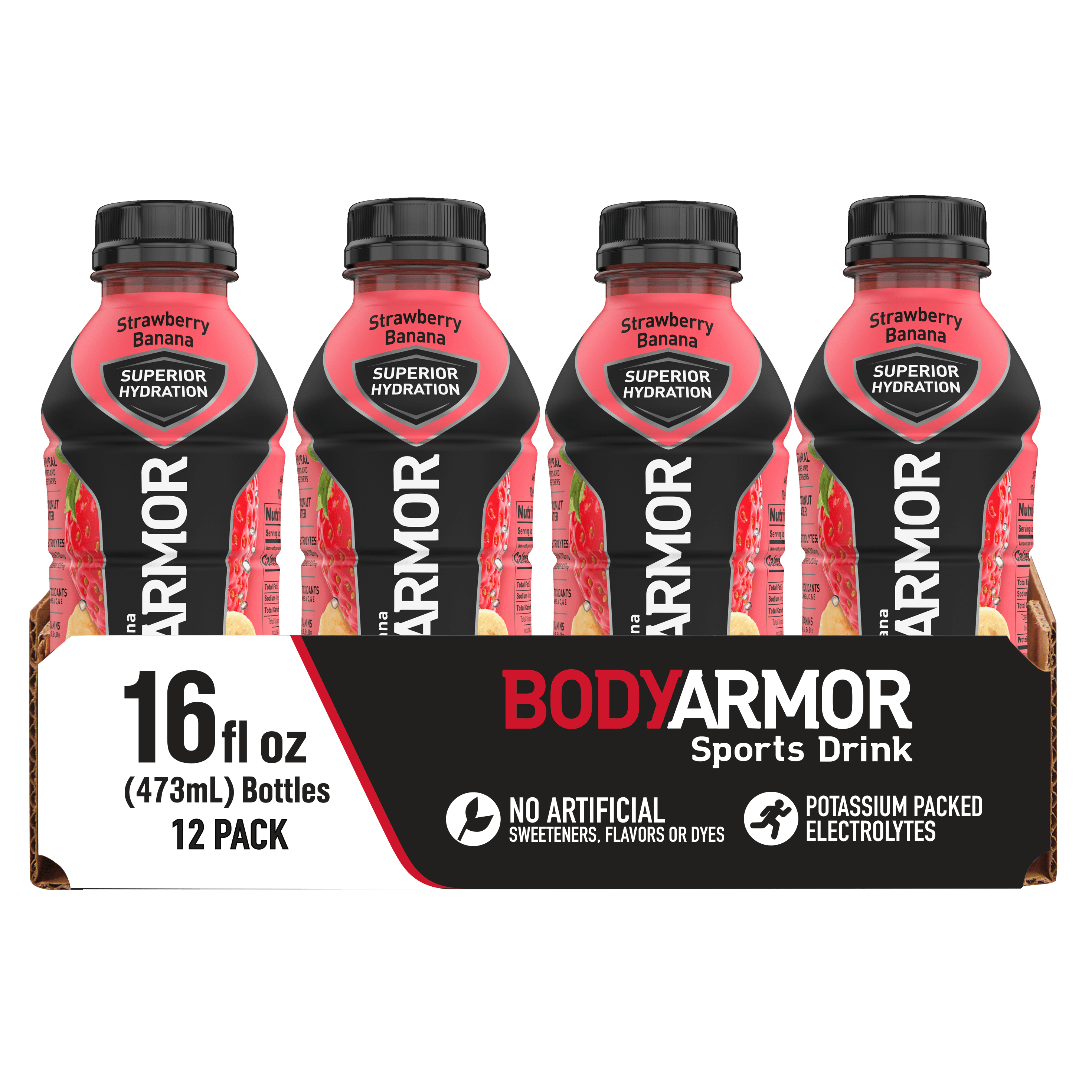 BODYARMOR Sports Drink, Strawberry Banana, 16 Fl. Oz., 12 count