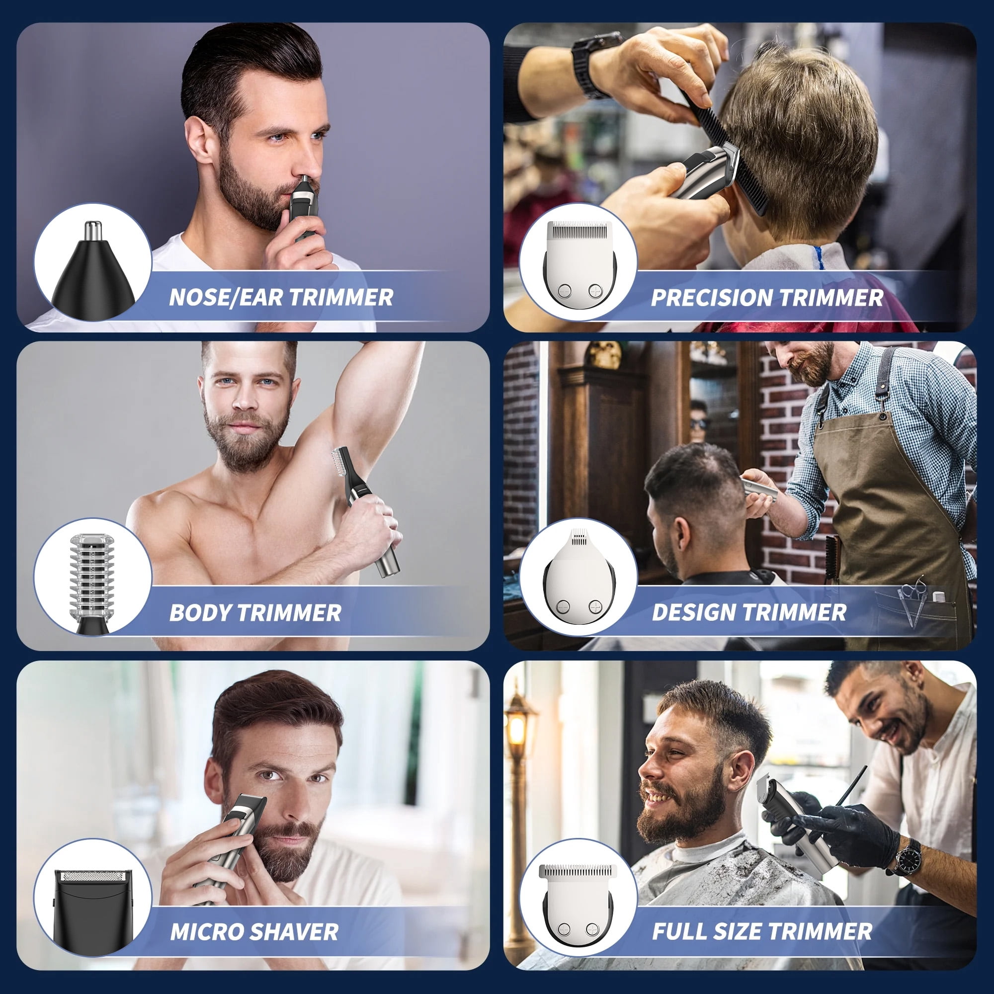 Beard Trimmer for Men, Electric Razor Shavers for Men, Cordless Rechargeable Waterproof Grooming Kit for Shaving Face, Mustache Nose Body Hair Trimmer Clipper, LED Display, Gifts for Him