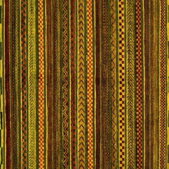 Ahgly Company Machine Washable Indoor Square Oriental Yellow Modern Area Rugs, 3' Square