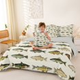 thumbnail image 3 of Castle Fairy Flat Freshwater Fish 7-Piece Twin Bedding,Repeating Bass Species Tile Bedding Comforter Set,Cream Olive,Grey Reversible, 3 of 7