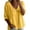 Yellow, variant on Lenpel Womens Cotton Linen Tops V Neck 3/4 Sleeve Solid Color Shirts Casual Loose Fit Fashion Lace Patchwork Blouses