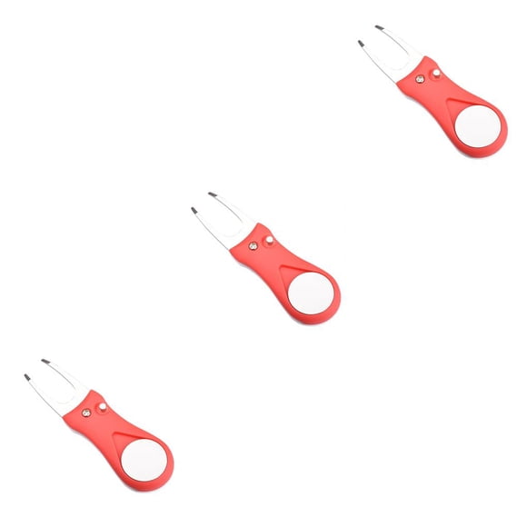 Soidarity Golf Pitch Groove Repair Fork Pitchfork Mango de plástico Cabeza de acero inoxidable Reutilizable Putting Marker Removal Red Type1 NO1