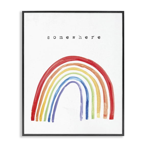 Stupell Industries Contemporary Somewhere Over The Rainbow Painted Lines Black Framed Giclee Art, 16 x 20, by Lil' Rue