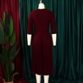 thumbnail image 4 of AURA Women’s Pleated Midi Dress Suit Collar High Waist Three Quarter Sleeve Solid Color S XXXL, 4 of 7