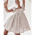 thumbnail image 4 of Vestido de verano de manga corta abullonada TEELYNN para mujer 2022, minivestido plisado con cuello cuadrado vintage, vestidos casuales de cintura alta para mujer, 4 of 5