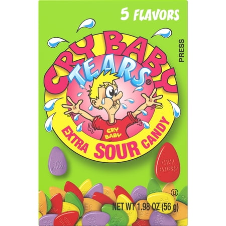 Cry Baby Tears Extra Sour Hard Candy, Five Flavors, 1.98-Ounce Boxes. Peanut Free, Gluten Free.