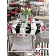 thumbnail image 5 of Outdoor Tablecloths with Umbrella Hole & Zipper, Pink Red Flower Round Tablecloths 60 Inch, Watercolor Floral Leaf Black White Stripe Waterproof Table Cloth, Patio/Pool/Picnic Table Covers, 5 of 8