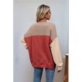 thumbnail image 4 of Camisa Holgada Informal de Punto con Cuello Redondo y Larga con Bloques de Color para Mujer, Color Rojo, Talla S, 4 of 6