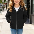 thumbnail image 4 of Girls Zip Up Hoodie Kids Fashion Oversized Sweatshirt Jacket with Pockets Lightweight Preppy Sweatshirts (Black,4-5 Years), 4 of 7