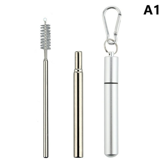 1/3Pcs Reusable Telescopic Straw 304 Stainless Steel Metal Straw With Cleaning Brush Portable Drinking Straw Set For Travel
