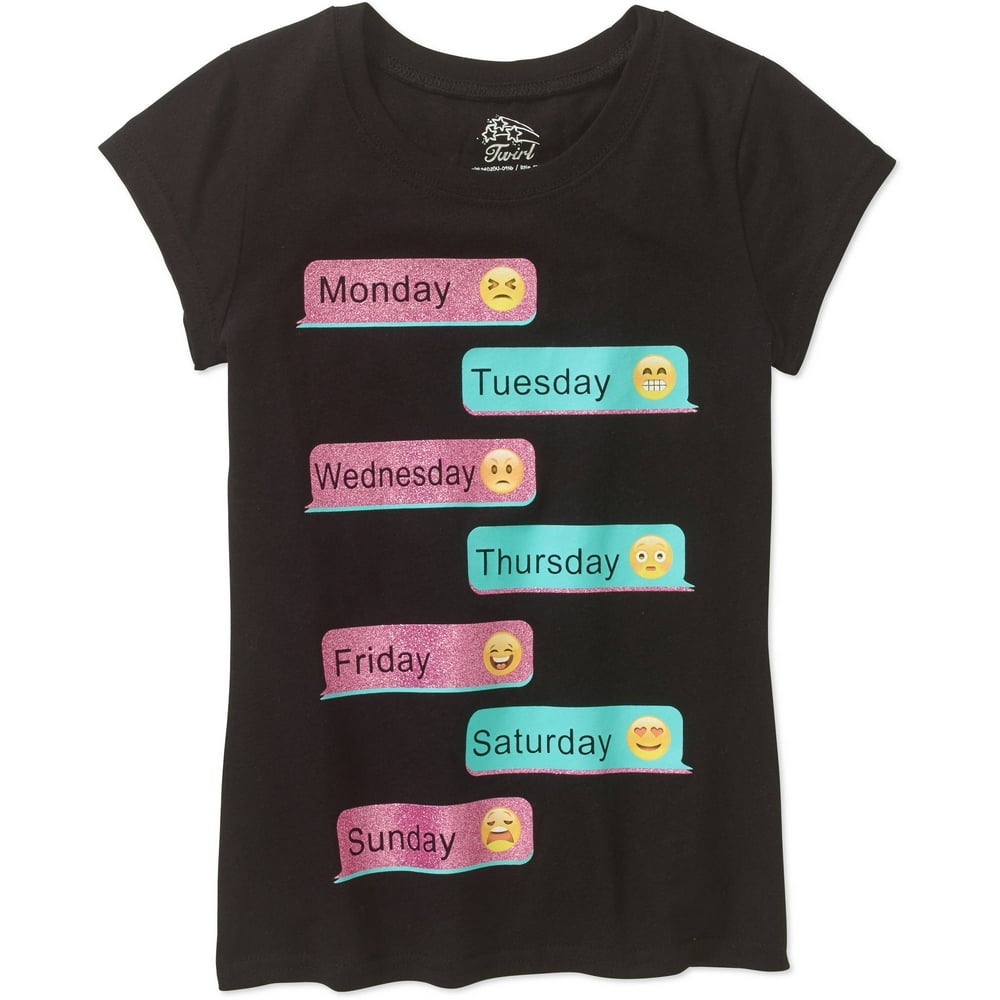 Emoji Girls' Text Short Sleeve Crew Neck Graphic TShirt Walmart