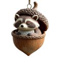 thumbnail image 1 of Adornos colgantes de bellota de animales del bosque, acrílicos, para árbol de Navidad, con diseños de ardilla, conejo y poni, colgantes planos 2D para regalar en las fiestas., 1 of 8