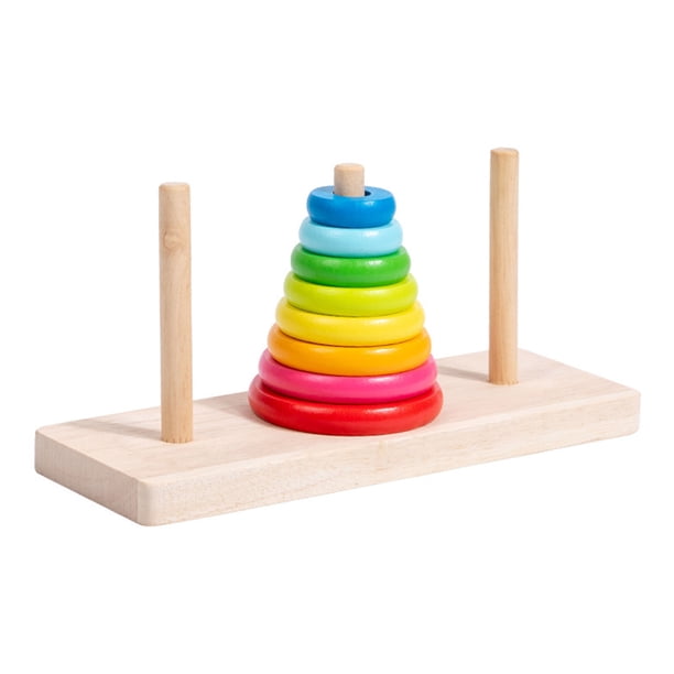 Bewildely Ayuda didáctica de la torre del iris para niños, material didáctico sobre la percepción del color en la torre de Hanoi, resistente Juguetes Educativos 8 capas de color