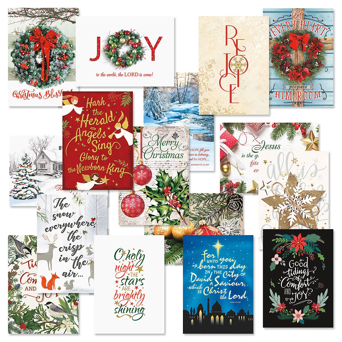 Expressions of Faith Christmas Card Assortments - Holiday Greeting Cards, Set of 64, Large 5" x 