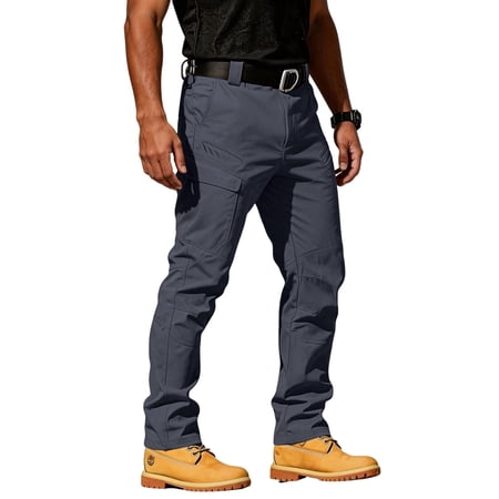 Domzest Men s Hiking Cargo Pants Lightweight Water-Resistant Quick Dry for Tactical Work Fishing Golf Travel Outdoor Casual Navy 2XL