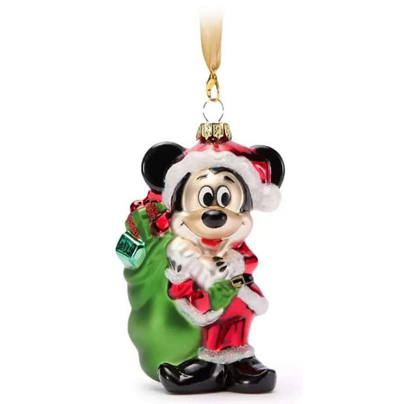 Disney 2025 Holiday Santa Mickey Mouse Glass Ornament