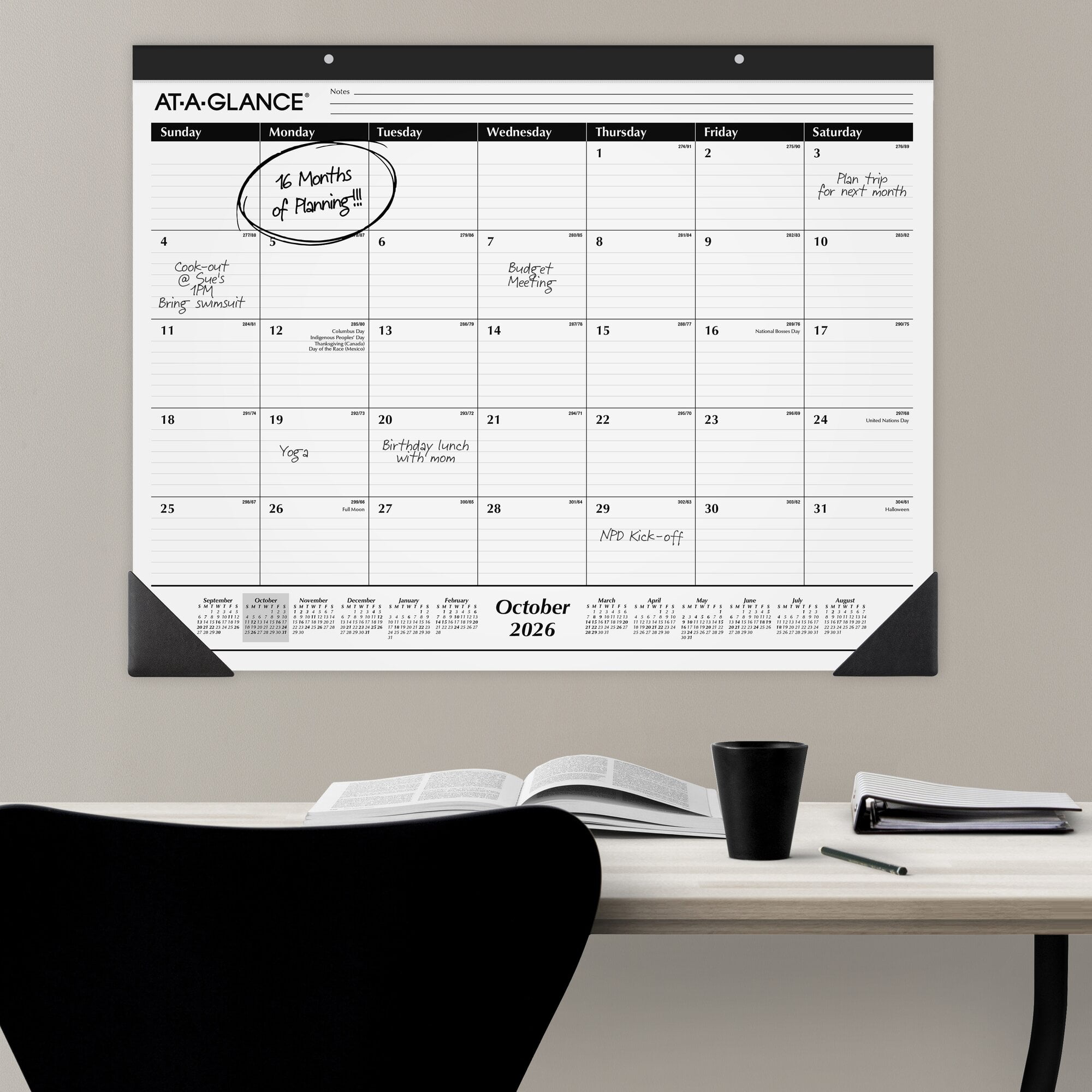 AT-A-GLANCE Academic 2026-2027 Monthly Desk Pad Calendar Standard 21 34 x 17 -