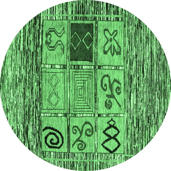 Ahgly Company Indoor Round Oriental Emerald Green Modern Area Rugs, 6' Round
