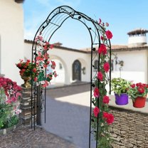 59"W * 98"H Garden Arches Arbors Curved Metal Durable Iron Plants Trellis Stand Use for Outdoor Garden Arbor Climbing Plants Wedding Arches Ceremony Black