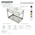 thumbnail image 6 of Kingston Brass VWP3722W4A5 Quadras 37" Ceramic Console Sink with Steel Base and Shelf (4-Inch, 3-Hole), White/Oil Rubbed Bronze, 6 of 7