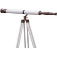 thumbnail image 2 of Floor Standing Brass Telescope White Leather Telescope Copper Antique Telescope Nautical Brass Telescope With Tripod Wooden Stand Gift, 2 of 5