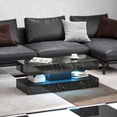 thumbnail image 2 of HOMCOM Marble-Effect Coffee Table with LED Light, Center Table, Black, 2 of 10