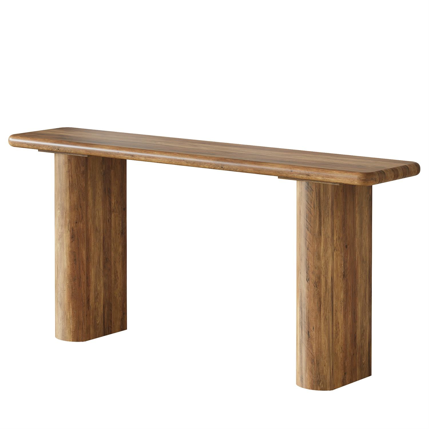 Demi Bonn 63" Rustic Console Table, Wooden Entryway Shelf, Vintage Style Living Room Display, Durable Storage for Home Decor, Brown