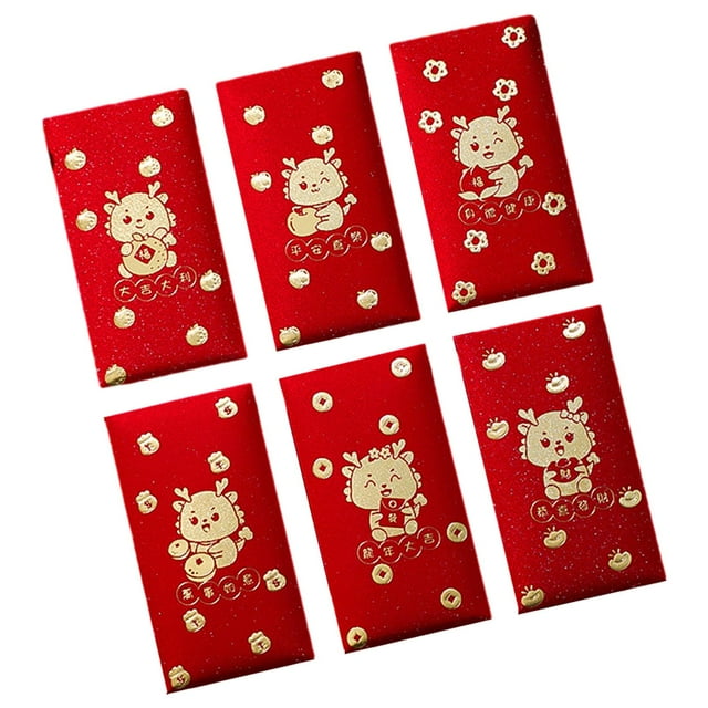 simhoa 6Pcs Chinese New Year Red Envelopes Festival Money Envelope Red Packet C