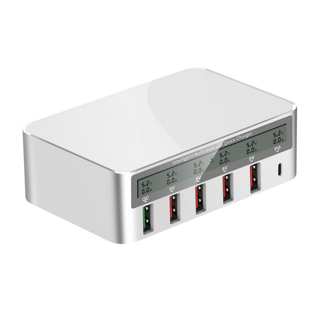 Station de Charge USB 40W, Station d'Accueil de Charge Sans Fil avec 6 Ports Rapides USB, Organisateur de Charge Multi-Appareils pour Téléphone, Tablettes et Téléphones Intelligents, Chargeur Multi-Appareils