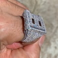 thumbnail image 4 of Men's Real Solid 925 Sterling Silver Initial Letter E Iced Baguette Flooded Out Big Hip Hop Ring Size 9, 4 of 11