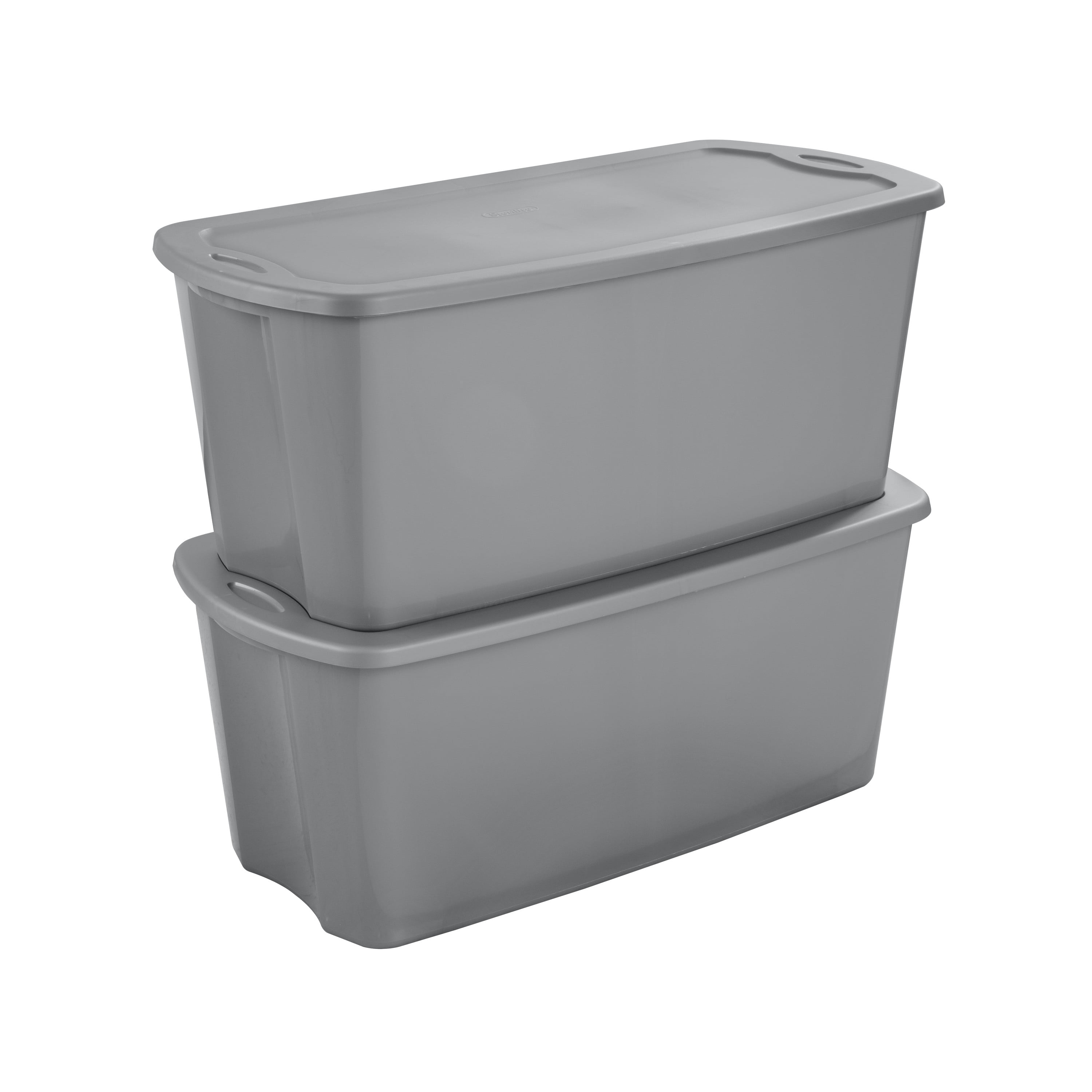Sterilite 50 Gallon Jumbo Tote Box Household Storage Organizer Titanium Set of 4 