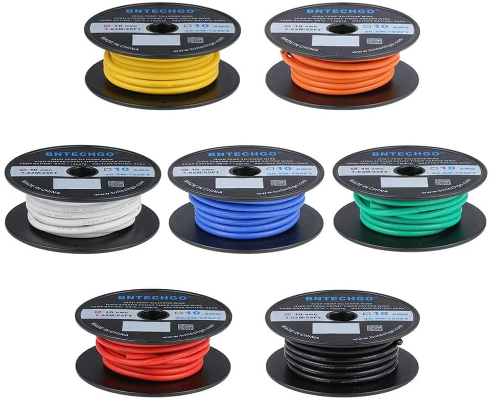 Blue Fine Strand Tinned Copper 25 ft 10 AWG Gauge Silicone Wire Spool 