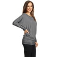 thumbnail image 2 of Women's Boat Neck 3/4 Dolman Sleeve Basic Top Regular & Plus Size Made in USA, 2 of 3