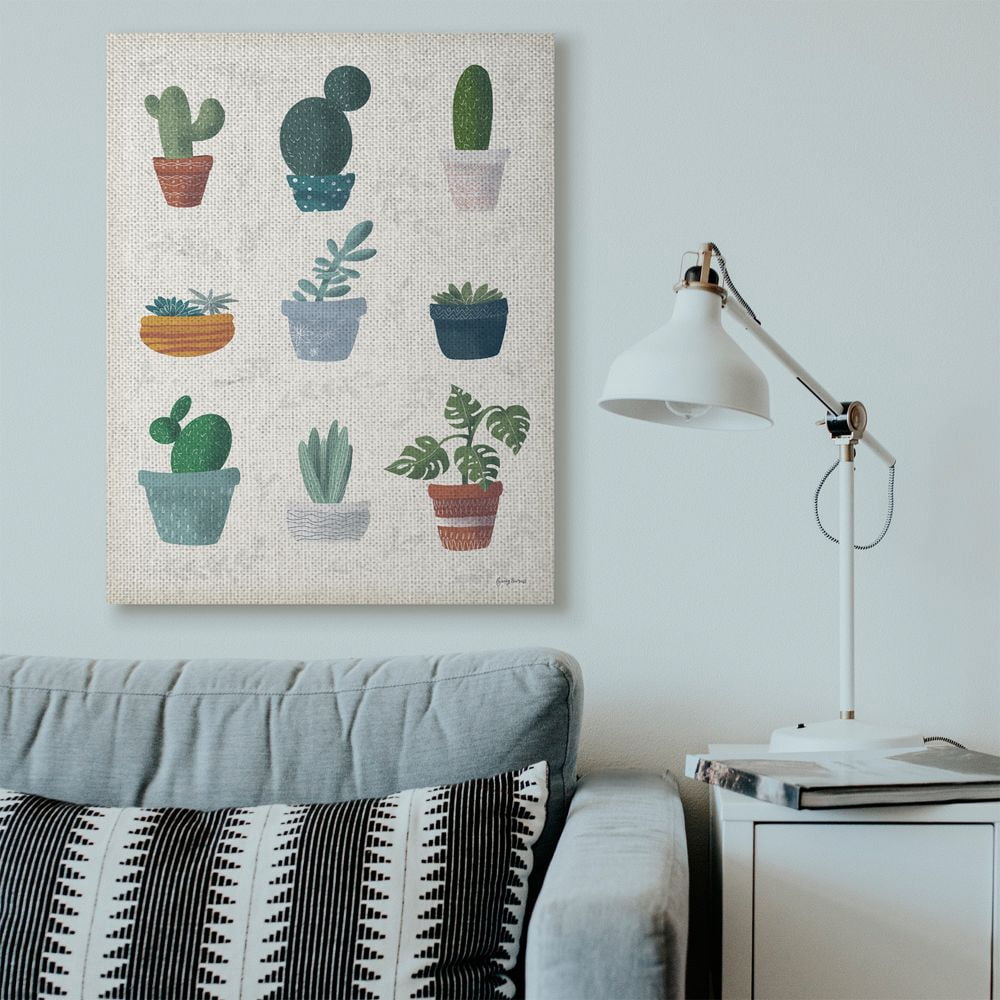 Stupell Industries Cute Succulent Design Pattern Chart Super Canvas Wall Art by Becky Thorns