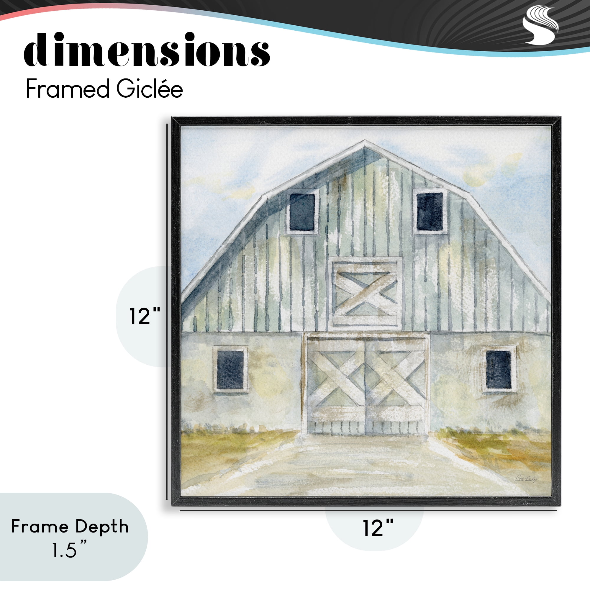 Stupell Industries Blue Gray Barn Black Framed Giclee Art, design by Patti Bishop