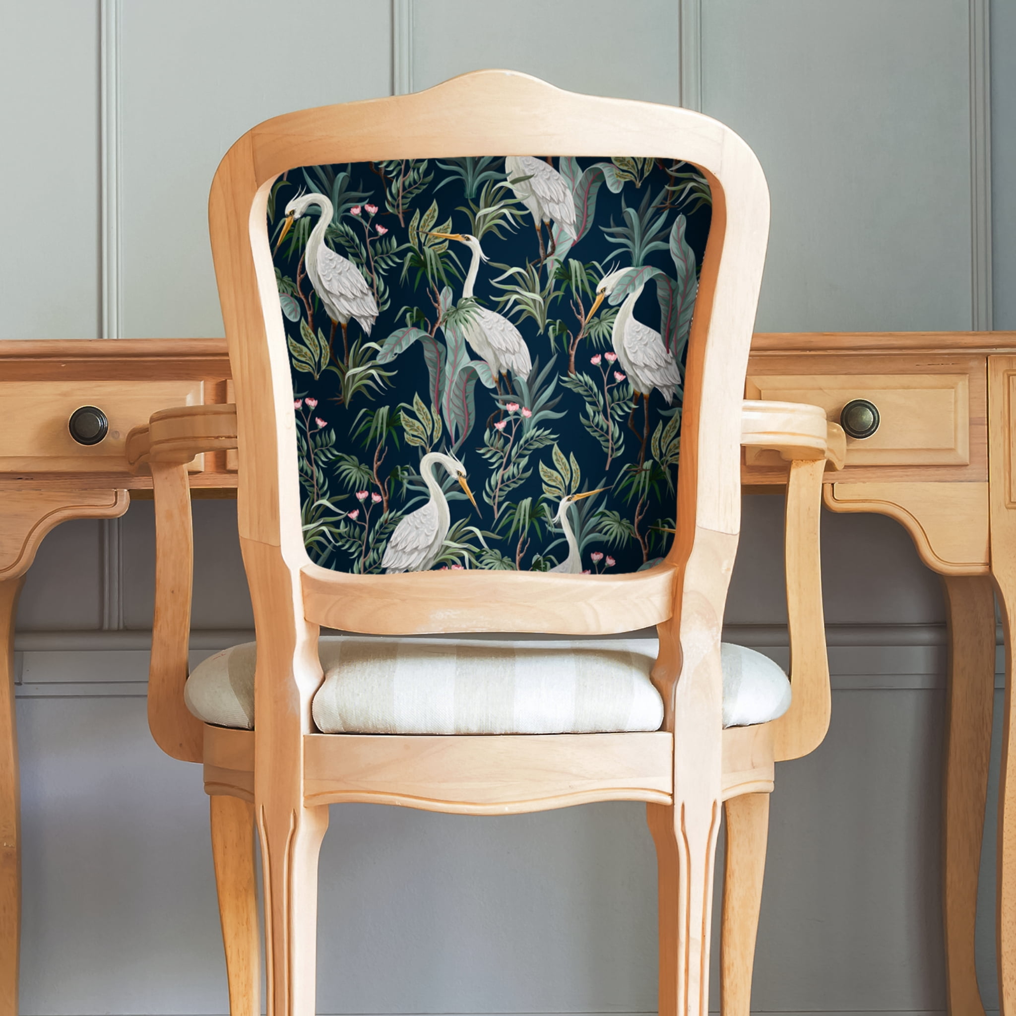 Main Street Blue Egrets Peel-and-Stick Removable Vinyl Wallpaper Panels, 16" x 24", 8 Pack
