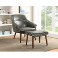 thumbnail image 2 of Waneta Chair and Ottoman in Pewter Gray Faux Leather with Medium Espresso Legs, 2 of 8