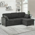 thumbnail image 2 of ACMEASE 84" Fabric Sectional Sleeper Sofa w/Adjustable Backrests, Pull Out Sofa Bed w/USB Charger Port& Reversible Storage Chaise,Convertible L-Shaped Sofa with Cup Holders for Living Room,Grey, 2 of 7