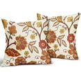 thumbnail image 2 of Fall Floral Pillow Covers 20x20 Set of 2 Red Yellow Burnt Orange Flower Print Throw Pillows Autumn Outdoor Decorative Pillow Case Square Linen Cushion Covers Farmhouse Decor for Home Couch Sofa Bed, 2 of 6