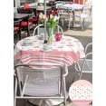 thumbnail image 5 of Outdoor Tablecloth with Umbrella Hole for Patio/Picnic/Party/Camping, Pink Orange Palm Trees Waterproof Table Cloth Round Cover Washable, Summer Tropical Coastal Plaid Strip (Dia 60"), 5 of 9