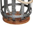thumbnail image 4 of Benjara I551-FDS002 Wooden Base Bellied Shape Industrial Hanging Galvanized Lantern with Rope Handle, Gray, 4 of 5