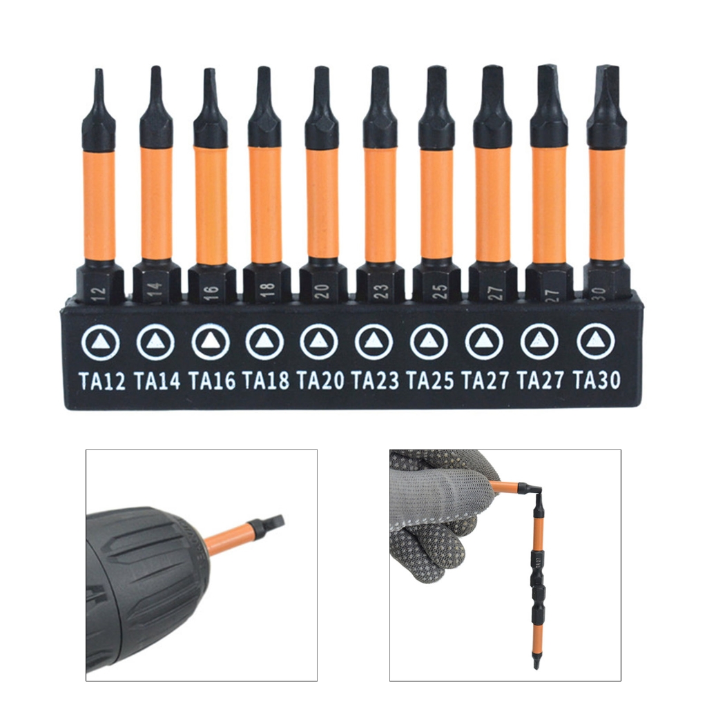 Guaber Screwdriver,10pc 1/4 Hexadecimal Shank Screwdriver Triangles Head Ergonomic Designs for Comfortable Grip Home Repair TA12-30