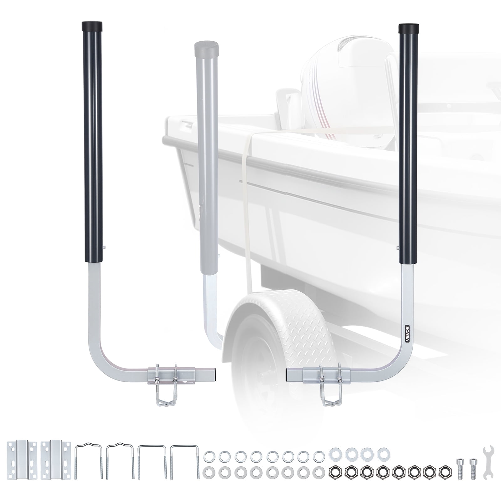 VEVOR Boat Trailer Guides, 40 in/48 in Height Guide Poles, 2PCS High-Hardness Steel Trailer Guide-Ons, Adjustable Guide Poles with PVC Pipes, for Ski Boats, Compact Fishing Boats, Small Sailboat