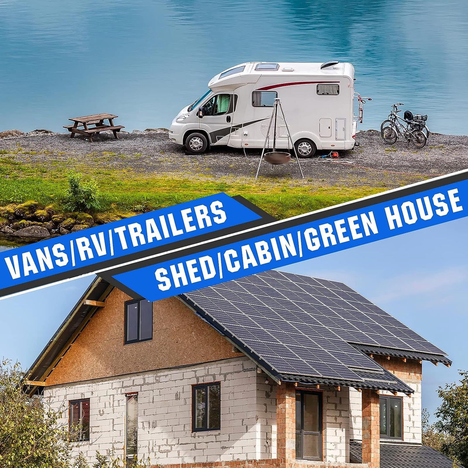 300W Solar Panel, Solar Panel Kit 300W DC 12V 24V 50A IP67 Waterproof High Efficiency Solar Panel And Solar Charger With Controller For RV Campervan
